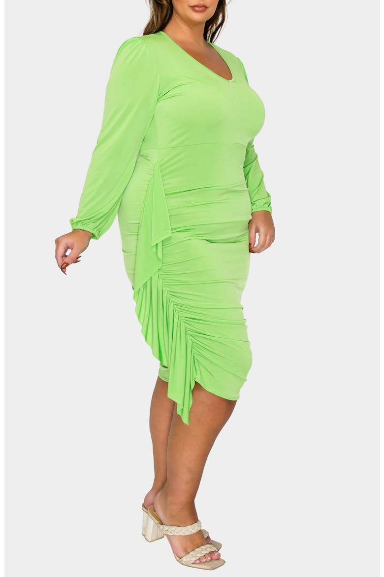 Nova Ruched Bodycon Dress, Alternate, color, LIME