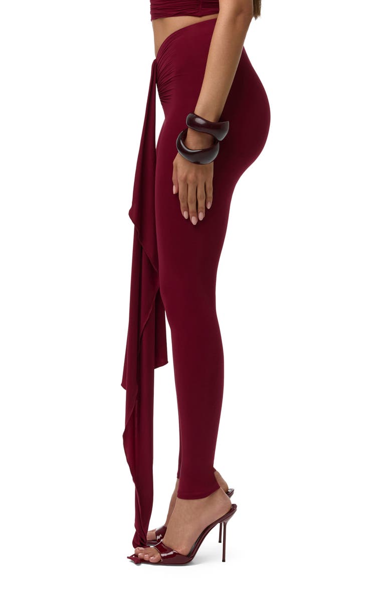 Naked Wardrobe Drape Front Leggings, Alternate, color, Sangria