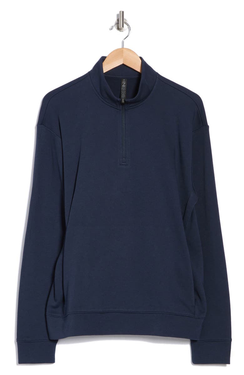 Z by Zella Zone French Terry Quarter Zip, Alternate, color, Navy Eclipse