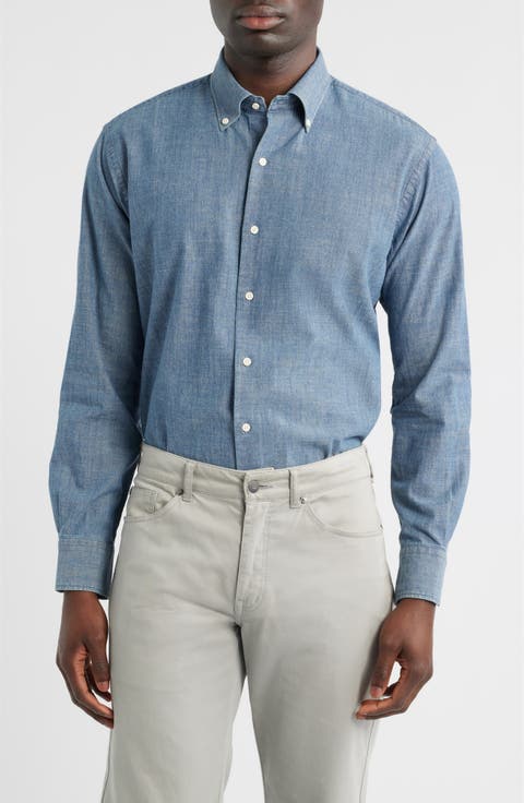 Davenport Stretch Chambray Button-Down Shirt