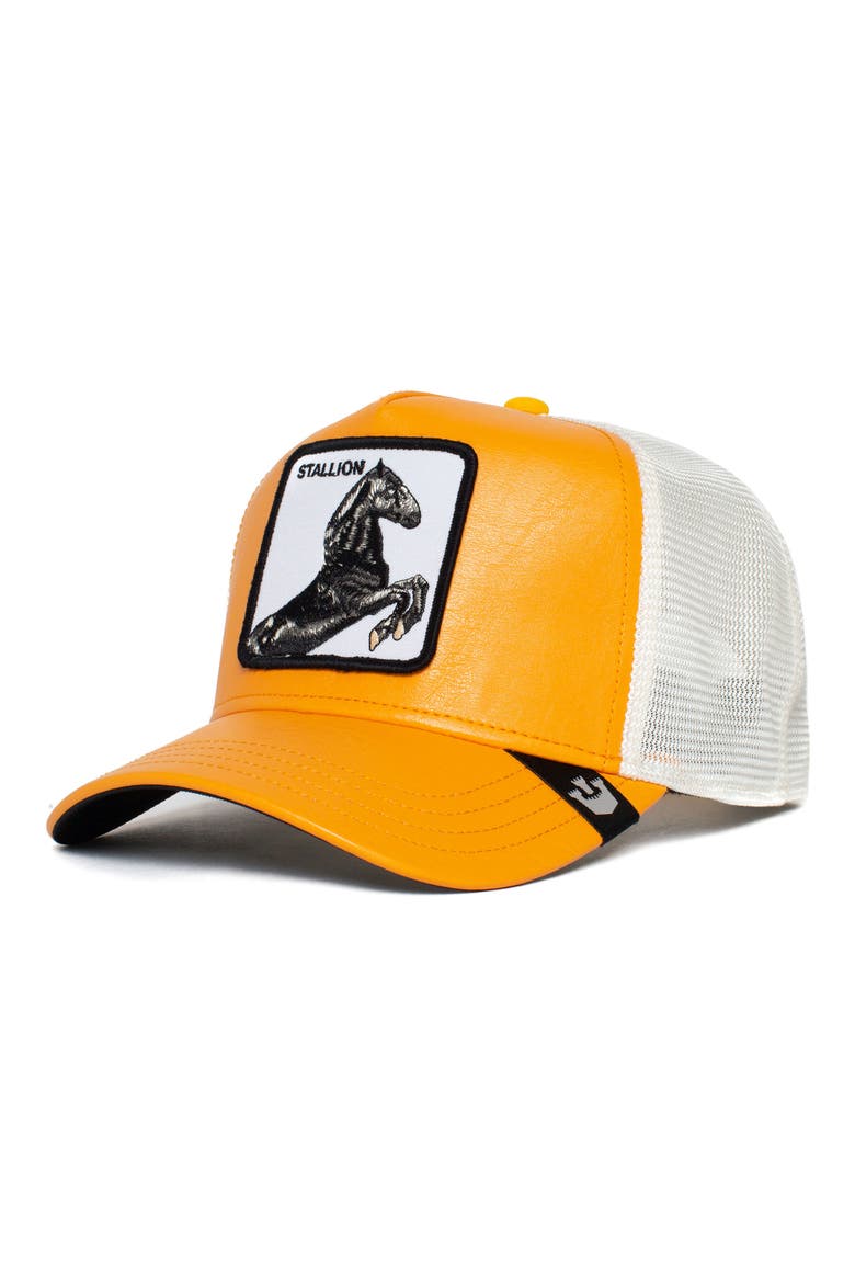 Piel Horse Patch Trucker Hat, Alternate, color, GOLD