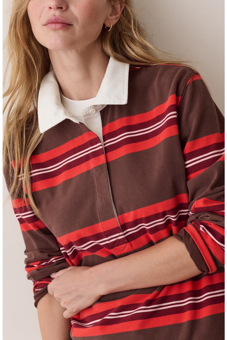 Miracle Jersey Stripe Rugby Polo, Alternate, color, CHOCOLATE AND BERRY