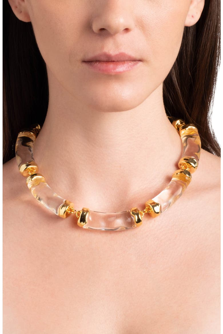 Liquid Lucite® Pillow Link Necklace, Alternate, color, CLEAR/ GOLD