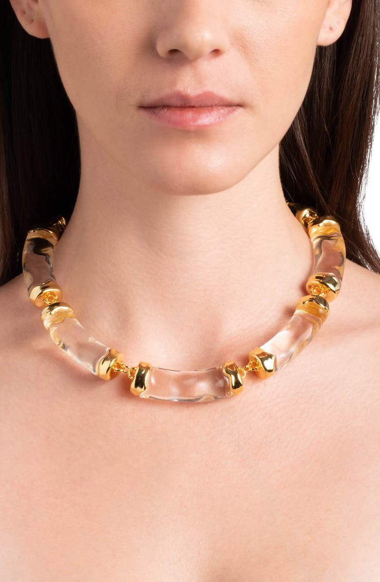 Alexis Bittar Liquid Lucite<sup>®</sup> Pillow Link Necklace, Alternate, color, Clear/ Gold