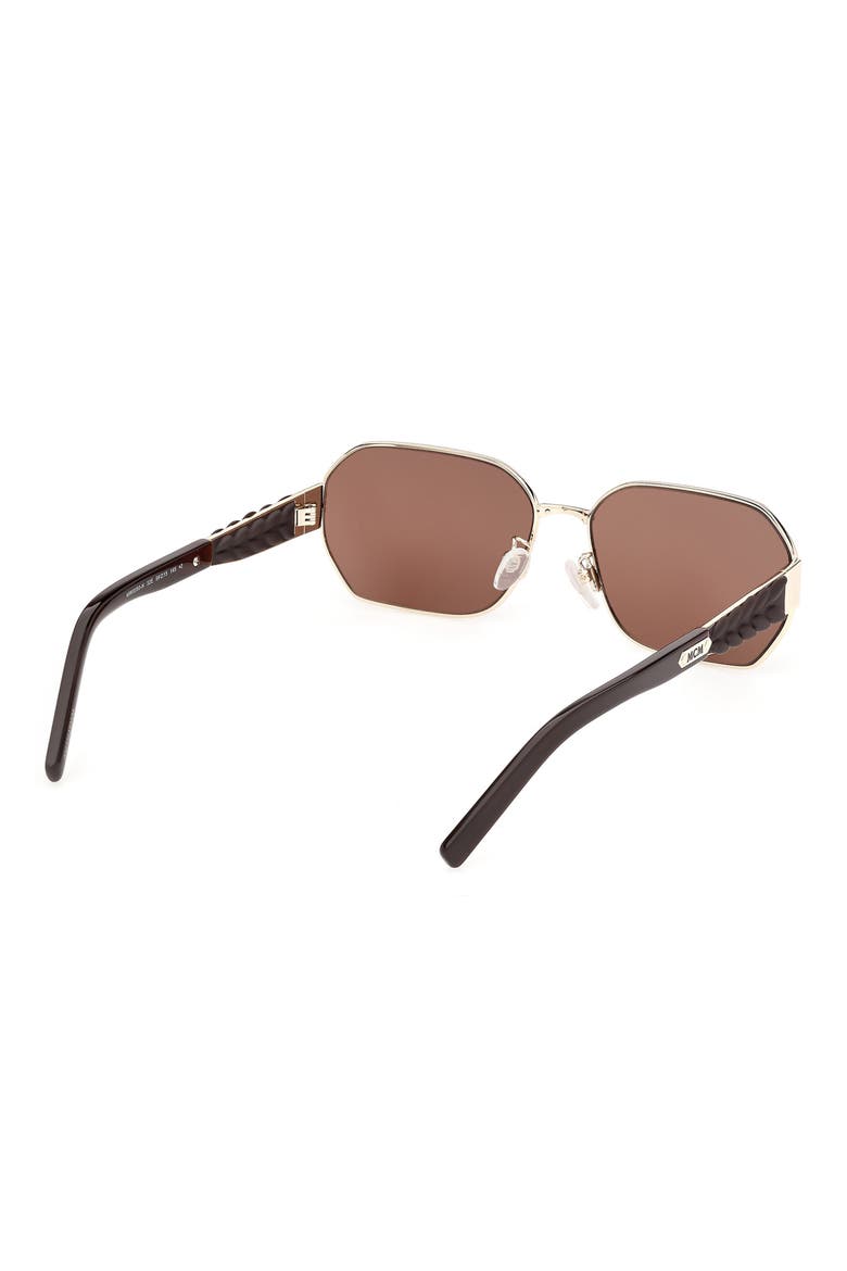 59mm Geometric Sunglasses, Alternate, color, SHINY PALE GOLD DARK BROWN