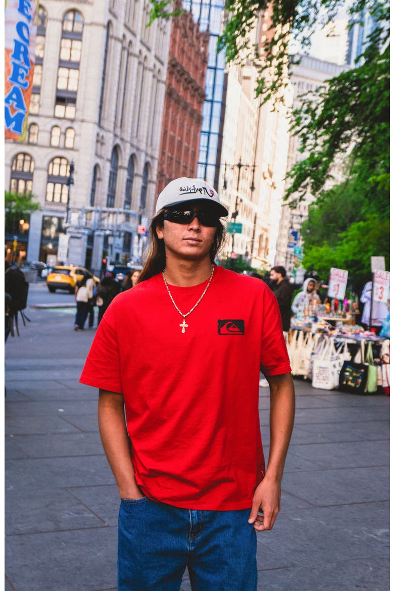 YG Impaired Embroidered Cotton Graphic T-Shirt, Alternate, color, SALSA