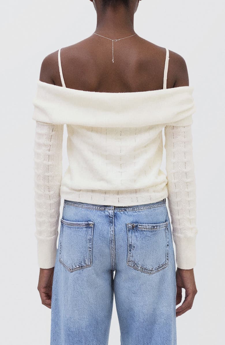 MANGO TEEN Off the Shoulder Sweater, Alternate, color, White