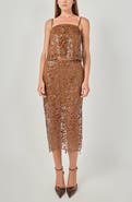 Endless Rose Sequin Floral Lace Midi Skirt