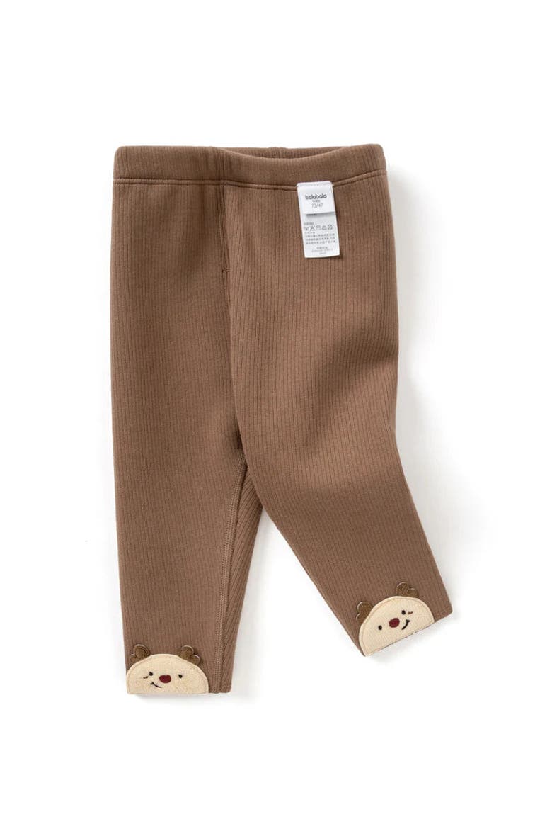 Bear Cuff Ribbed Leggings, Main, color, Brown