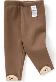 Balabala Bear Cuff Ribbed Leggings