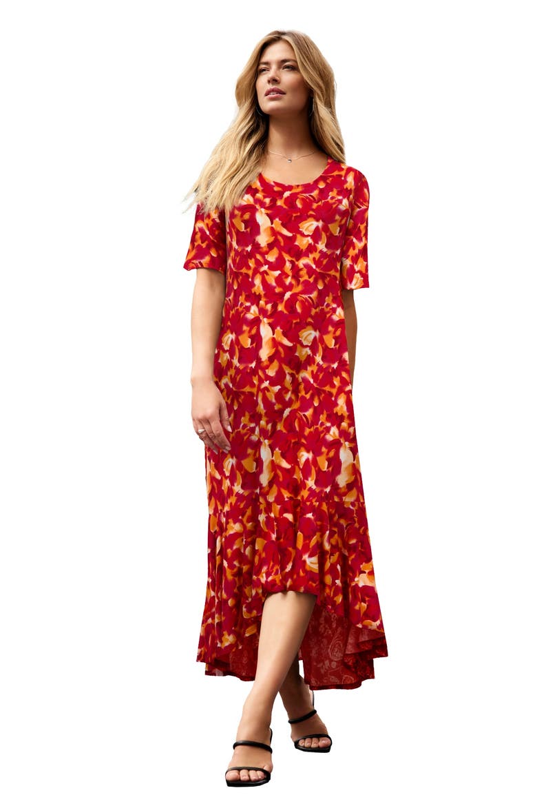 Stretch Knit Flounce Hem Maxi Dress, Main, color, PINK DREAMY FLORAL