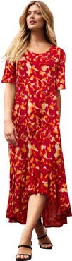 Jessica London Stretch Knit Flounce Hem Maxi Dress