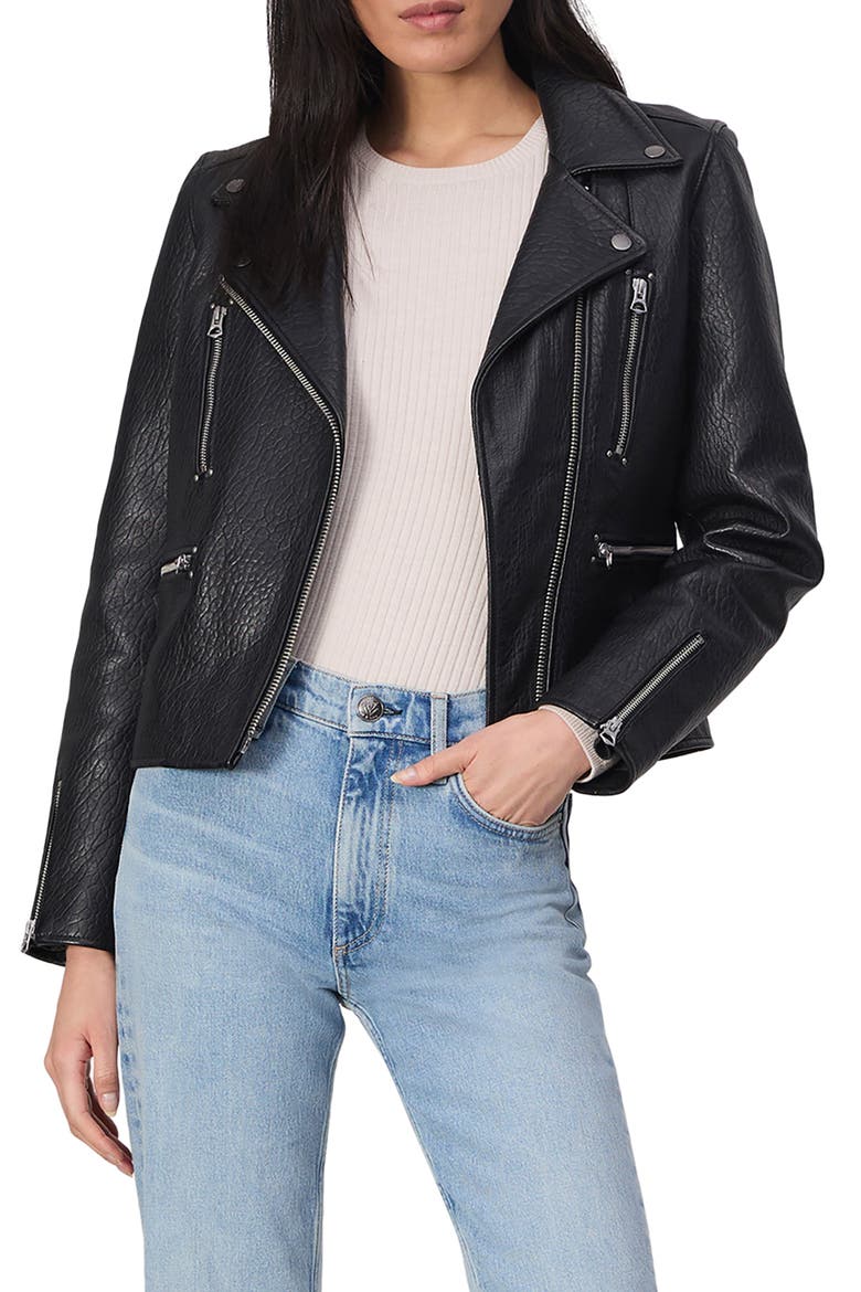 Arrow Leather Jacket, Main, color, BLACK