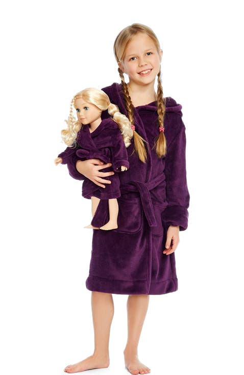 Girls Fleece Hooded Robe with Matching Doll Robe