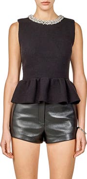 Endless Rose Embellished Knit Peplum Top