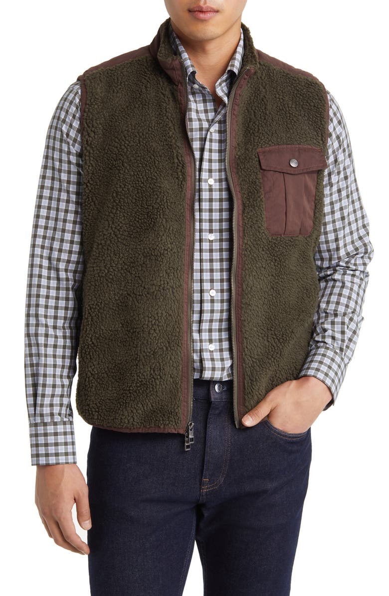 Peter Millar Autumn Mixed Media High Pile Fleece Vest, Main, color, 