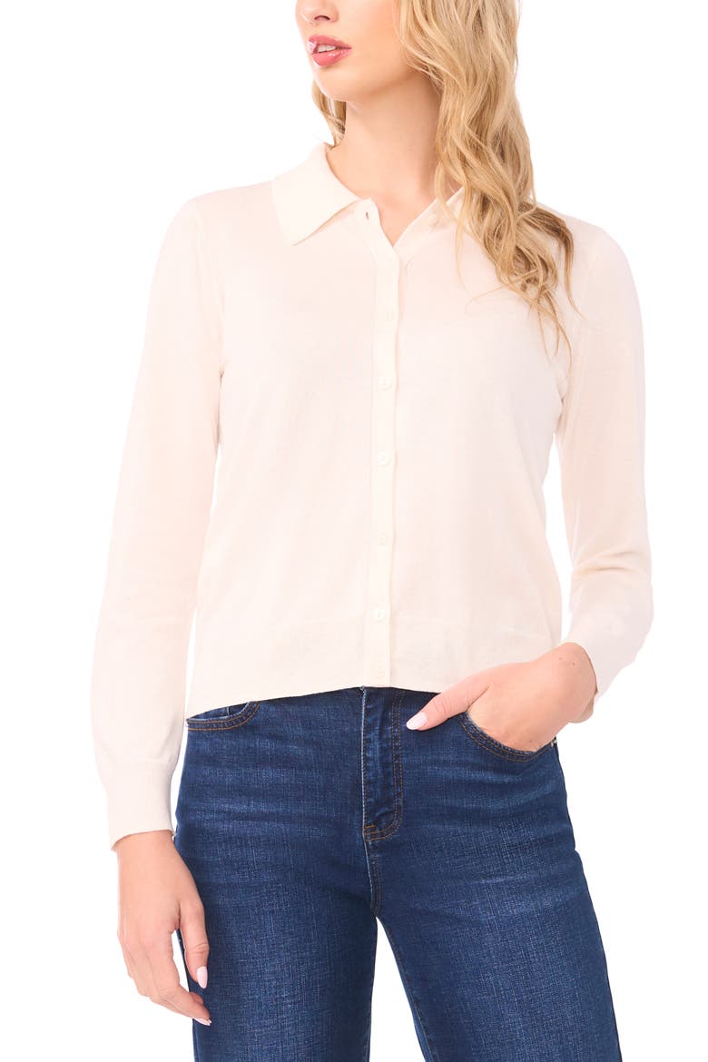 Collared Cotton Blend Cardigan, Main, color, JET STREAM