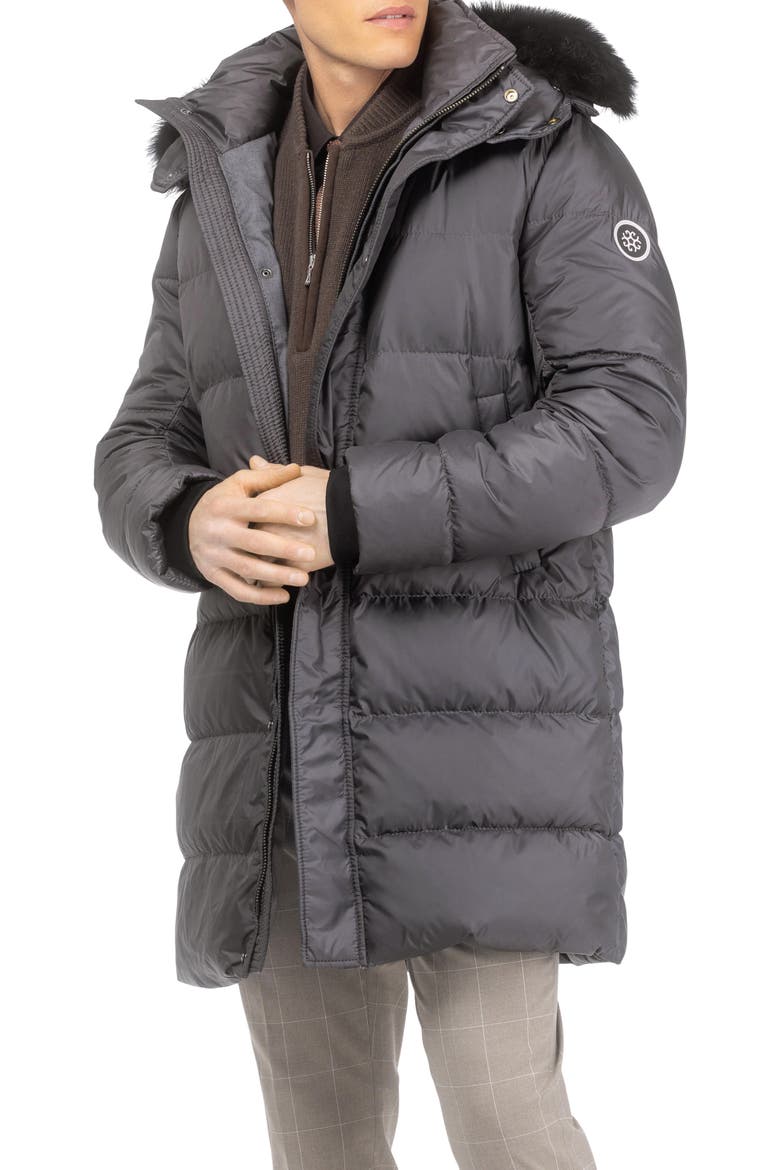 Men's Apres-Ski Parka with Detachable Toscana Lamb Hood Trim, Alternate, color, Anthracite/Black