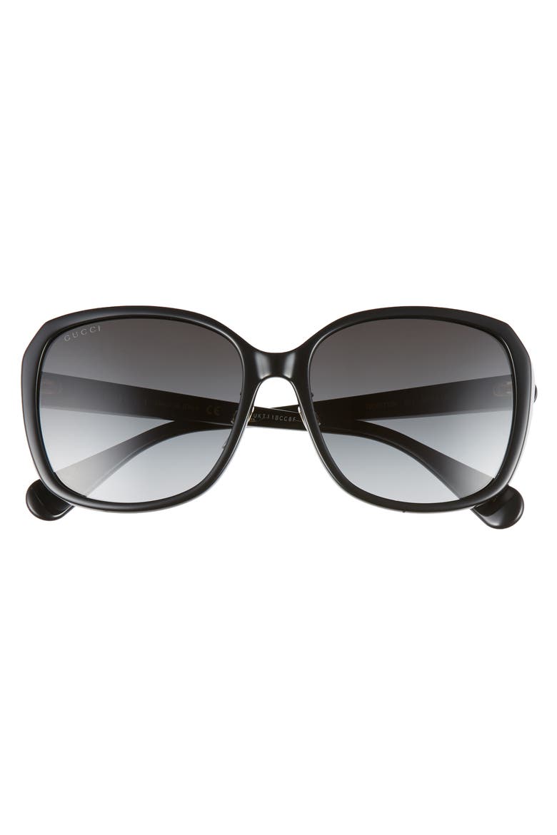 57mm Square Sunglasses, Alternate, color, BLACK