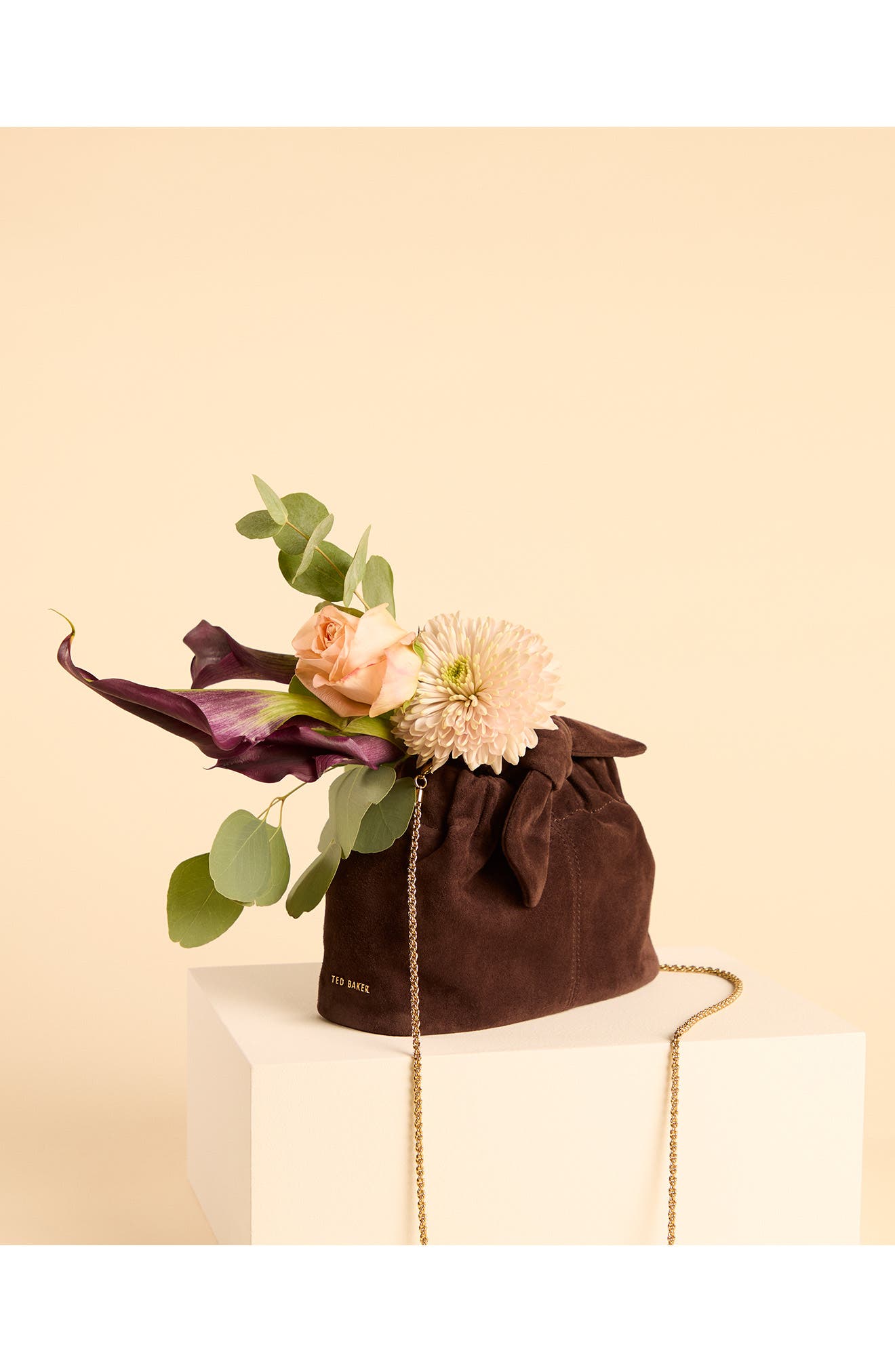 Emily Suede Top Knot Bag, Alternate, color, DARK BROWN