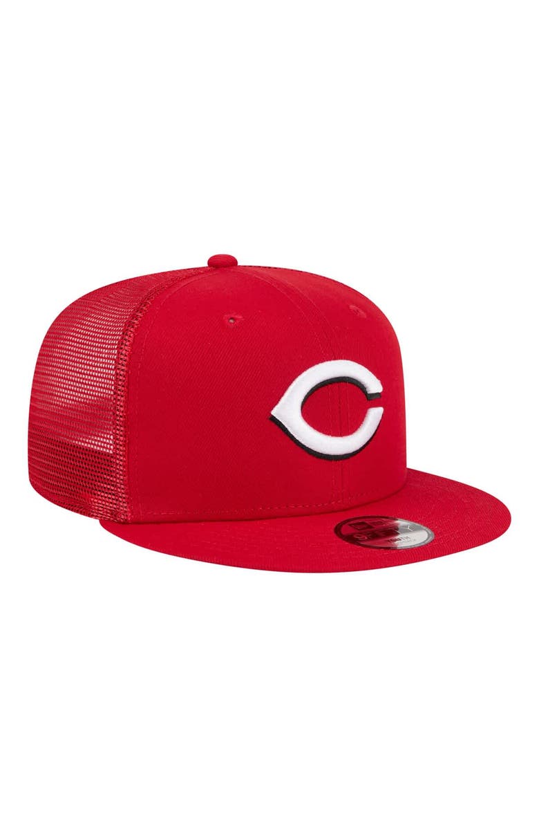New Era Youth New Era Red Cincinnati Reds 9FIFTY Trucker Snapback Hat, Alternate, color, Red