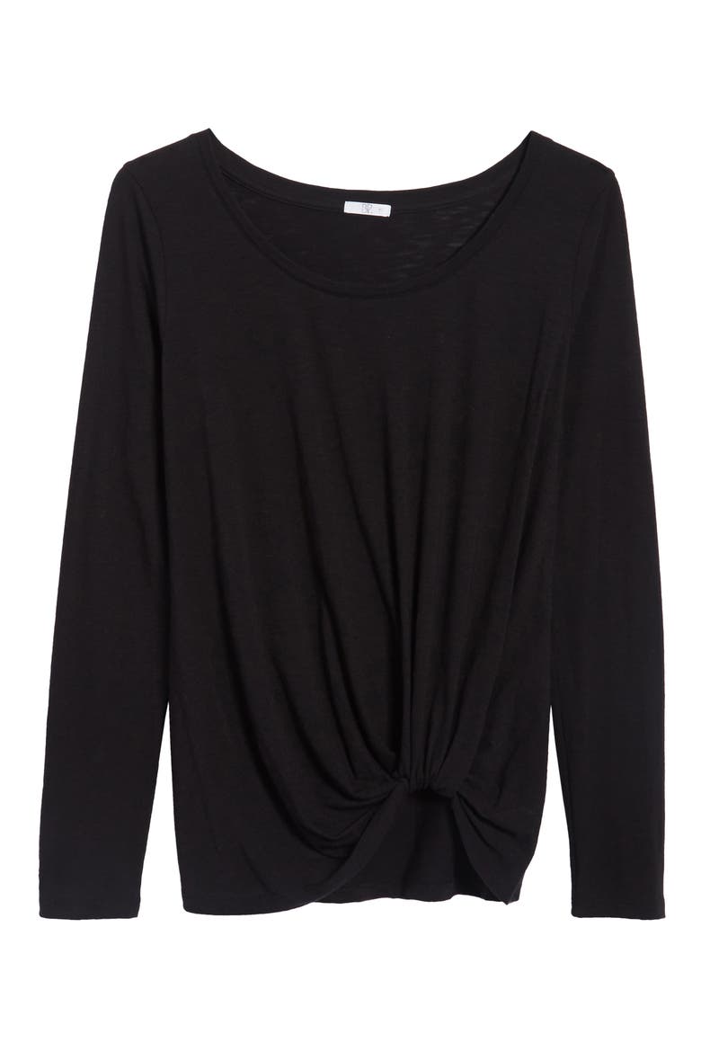 Twist Hem Tee, Alternate, color, BLACK