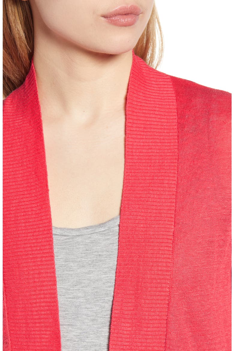 Lea Linen Cardigan, Alternate, color, PARADISE PINK