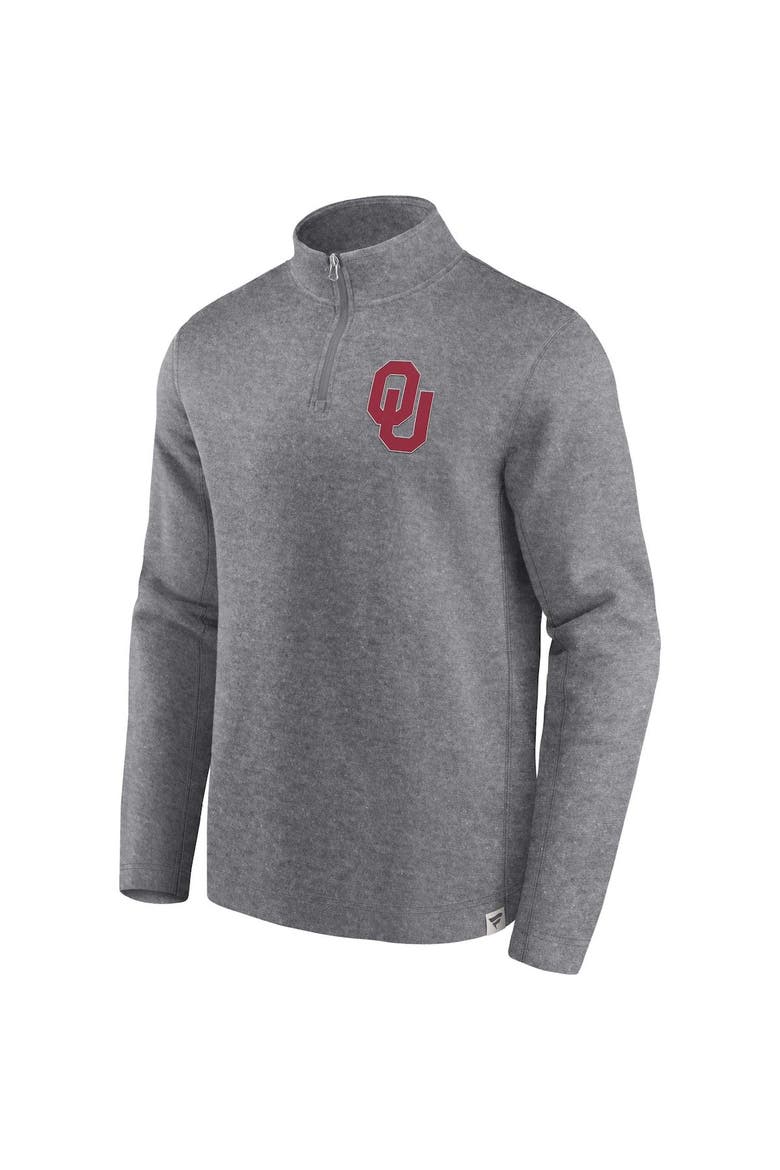 Men's Fanatics Branded Heather Gray Oklahoma Sooners Vintage Fleece Quarter-Zip Jacket, Alternate, color, Heather Gray