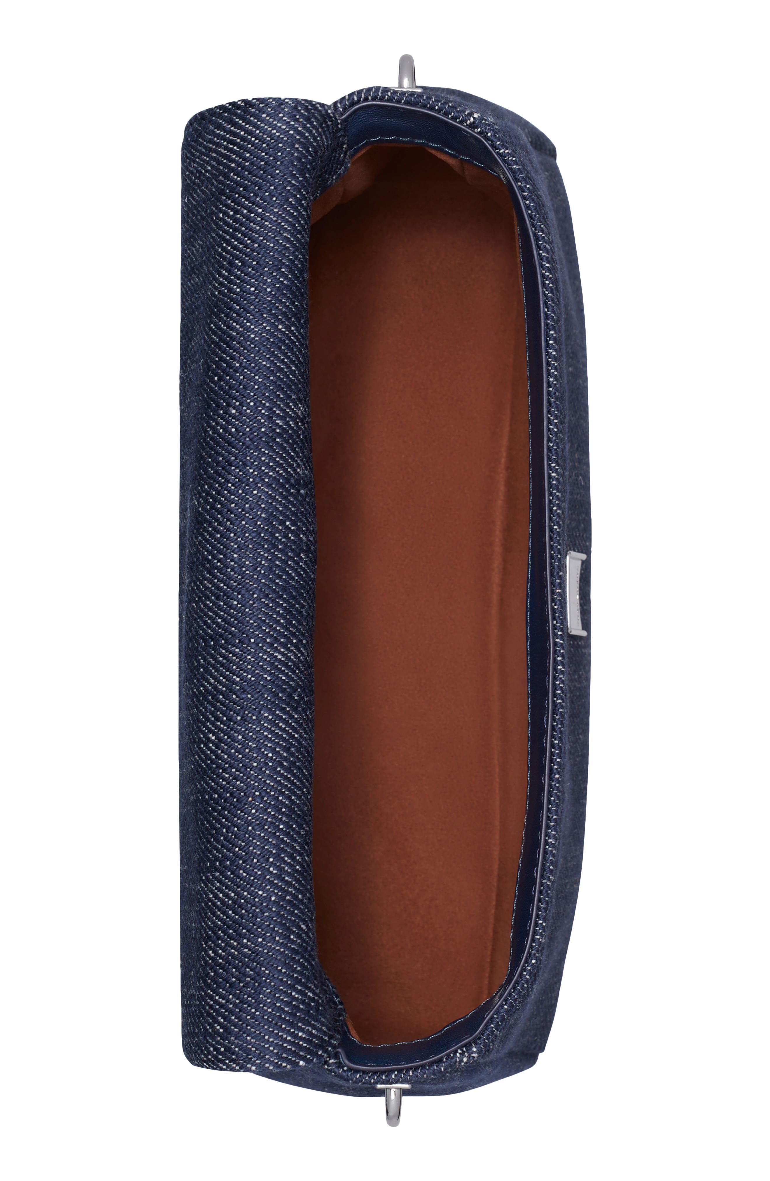 Tory Burch Small Charlie Denim Shoulder Bag, Alternate, color, Midnight
