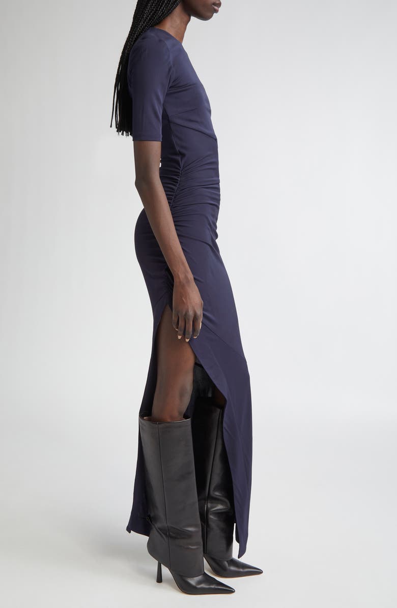 MONSE Ruched Fitted T-Shirt Maxi Dress, Alternate, color, Midnight