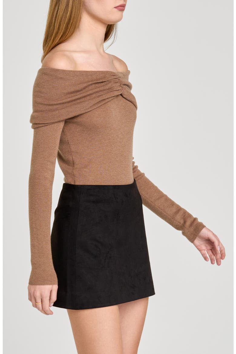 Alice Off the Shoulder Sweater, Alternate, color, MOCHA