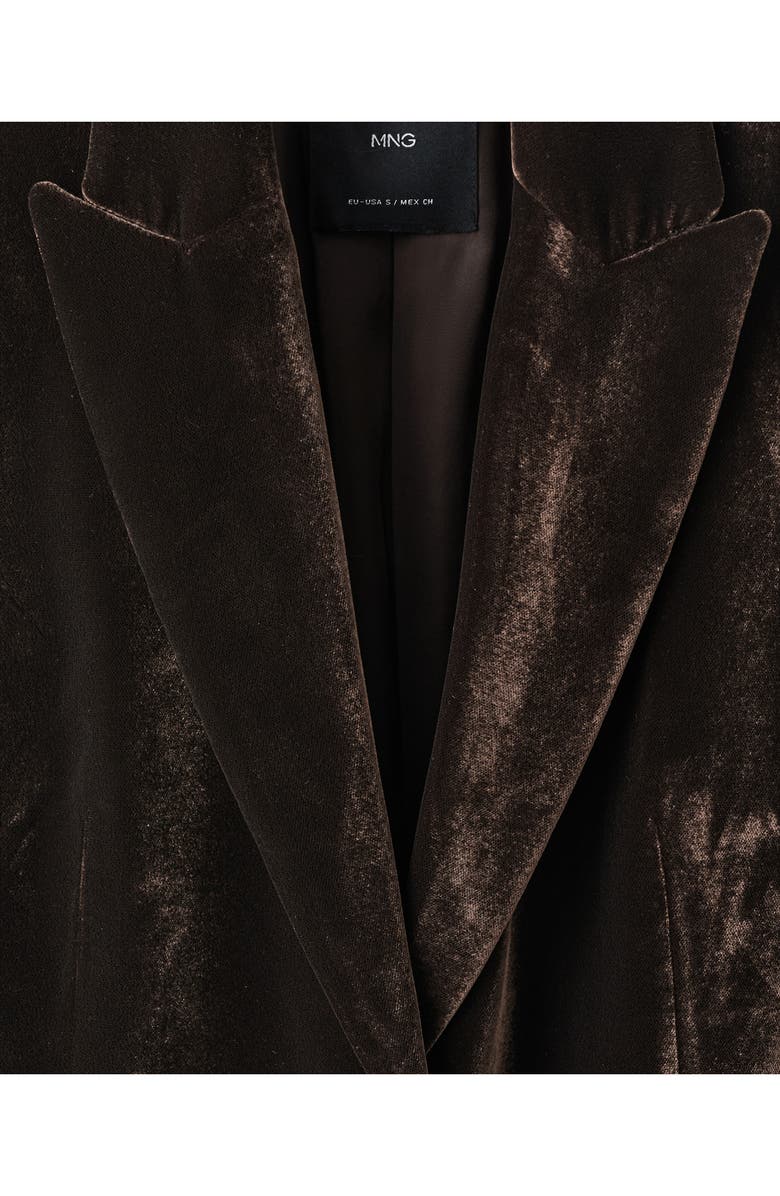 MANGO Structured Velvet Blazer, Alternate, color, Chocolate