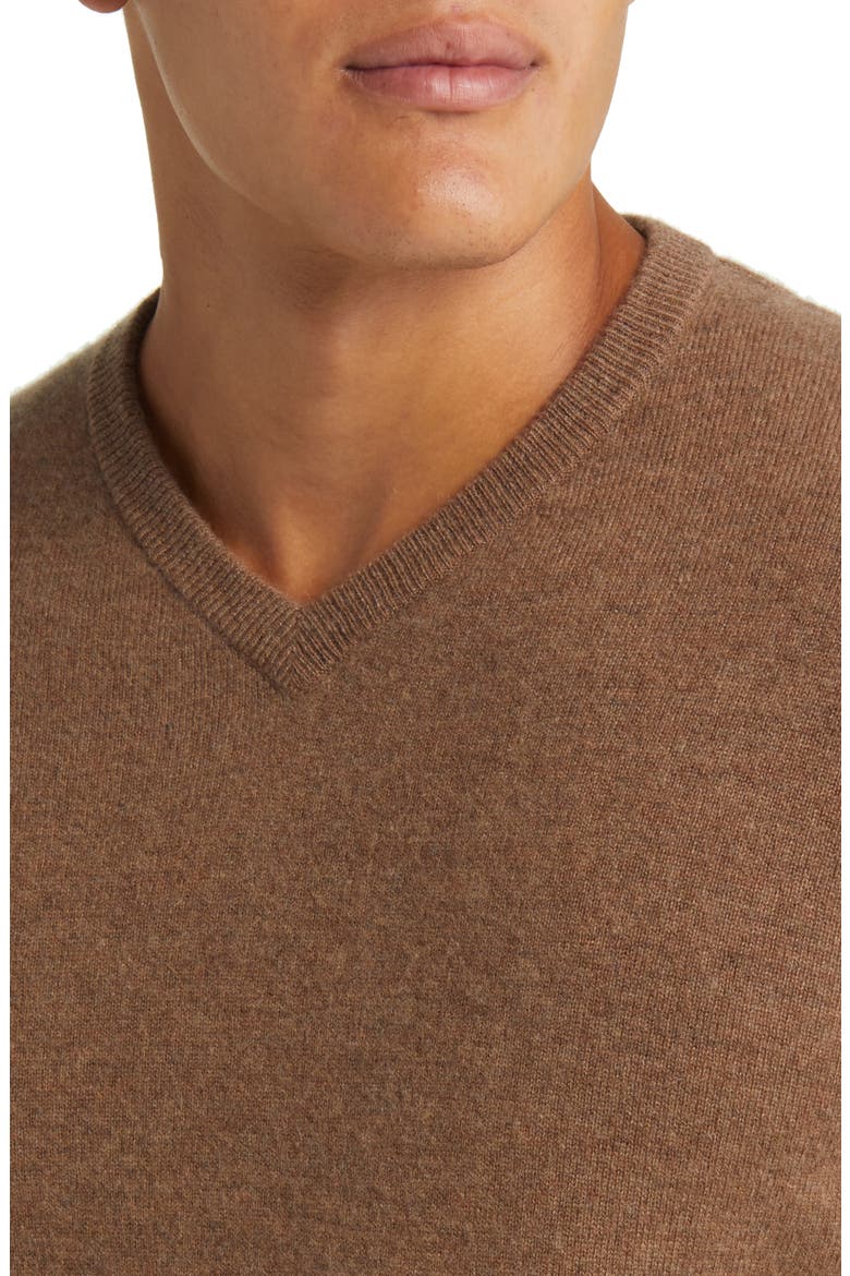 V-Neck Cashmere Sweater, Alternate, color, BROWN NUTMEG