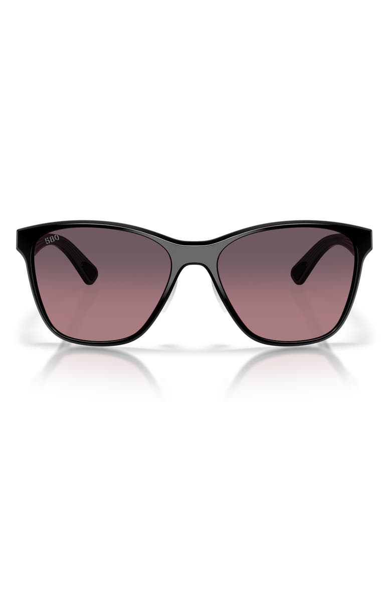 Costa Del Mar Luna Nueva 57mm Polarized Butterfly Sunglasses, Main, color, Black / Rose Gradient 580G