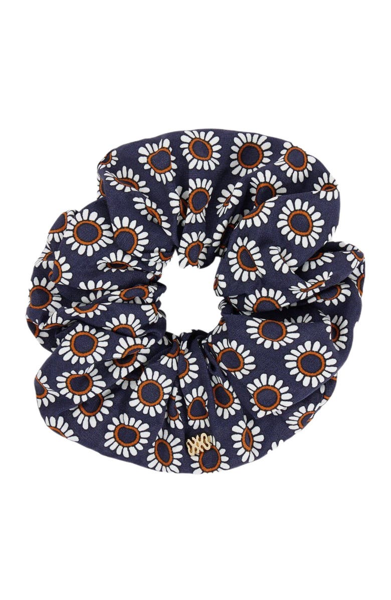 SANDRO Floral scrunchie, Main, color, Deep Blue / Ocher