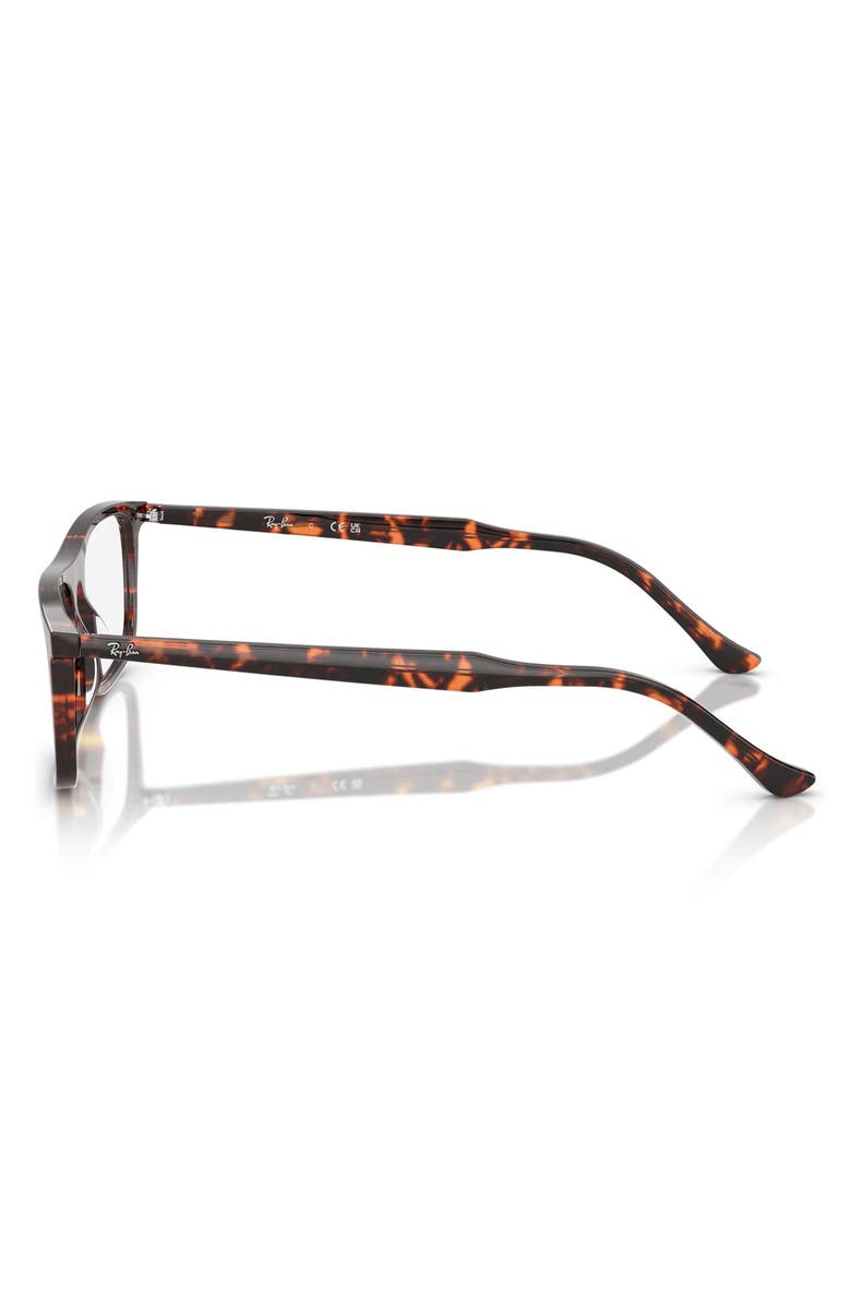 Ray-Ban 53mm Rectangular Optical Glasses, Alternate, color, Red Havana