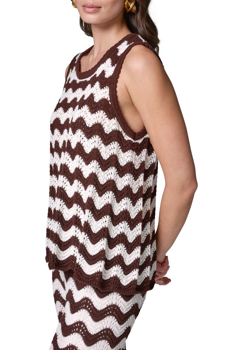 Donna Karan New York Scallop Stripe Sleeveless Pointelle Sweater, Alternate, color, Canyon/ Cre