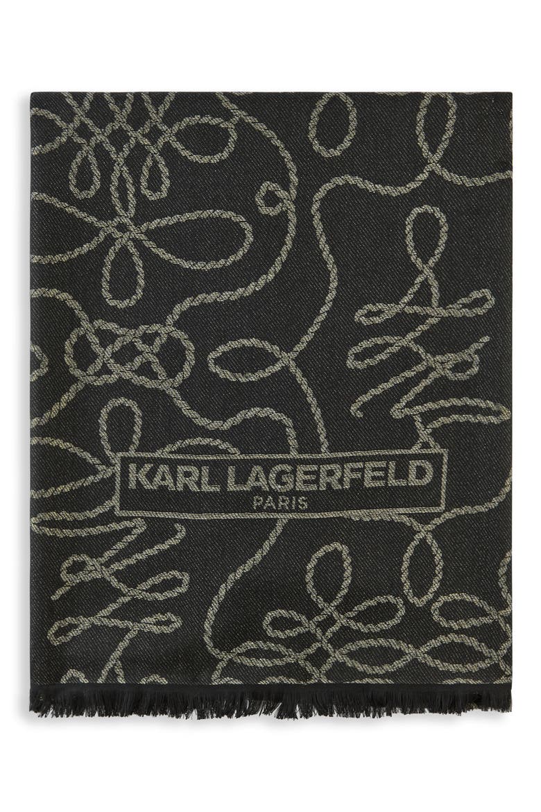 Nautical Knots Wrap Scarf, Alternate, color, BLACK