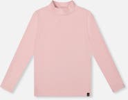 Deux par Deux Ribbed Mock Neck Long Sleeve Top