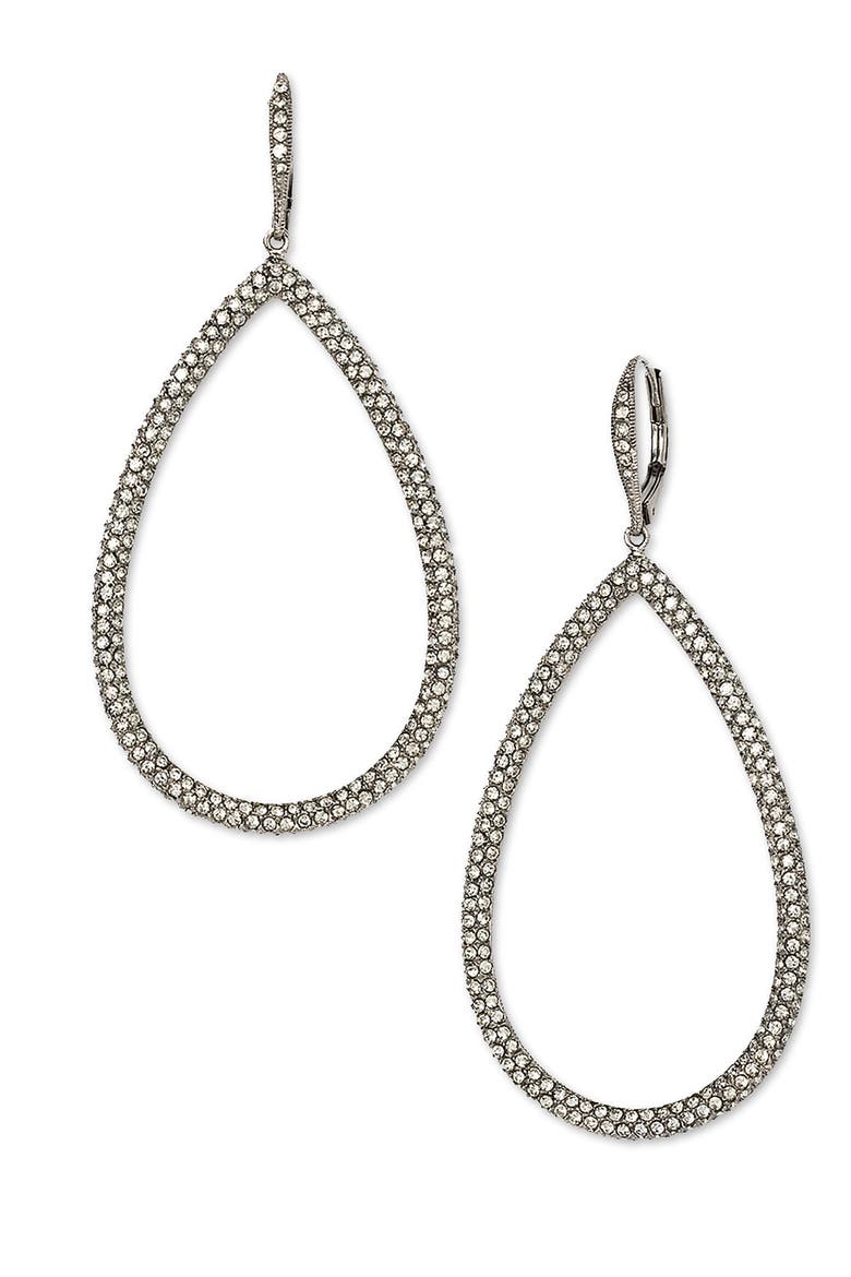Pavé Open Teardrop Earrings, Main, color, BLACK DIAMOND