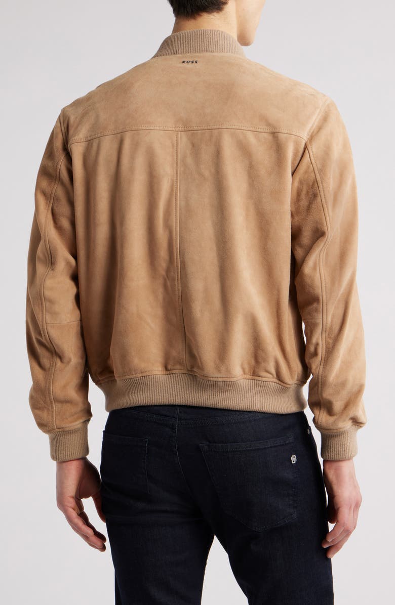 BOSS Melot Suede Bomber Jacket, Alternate, color, 