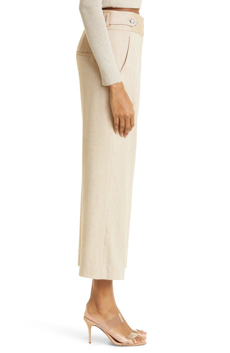 Veronica Beard Aubrie Flare Crop Linen Blend Pants, Alternate, color,