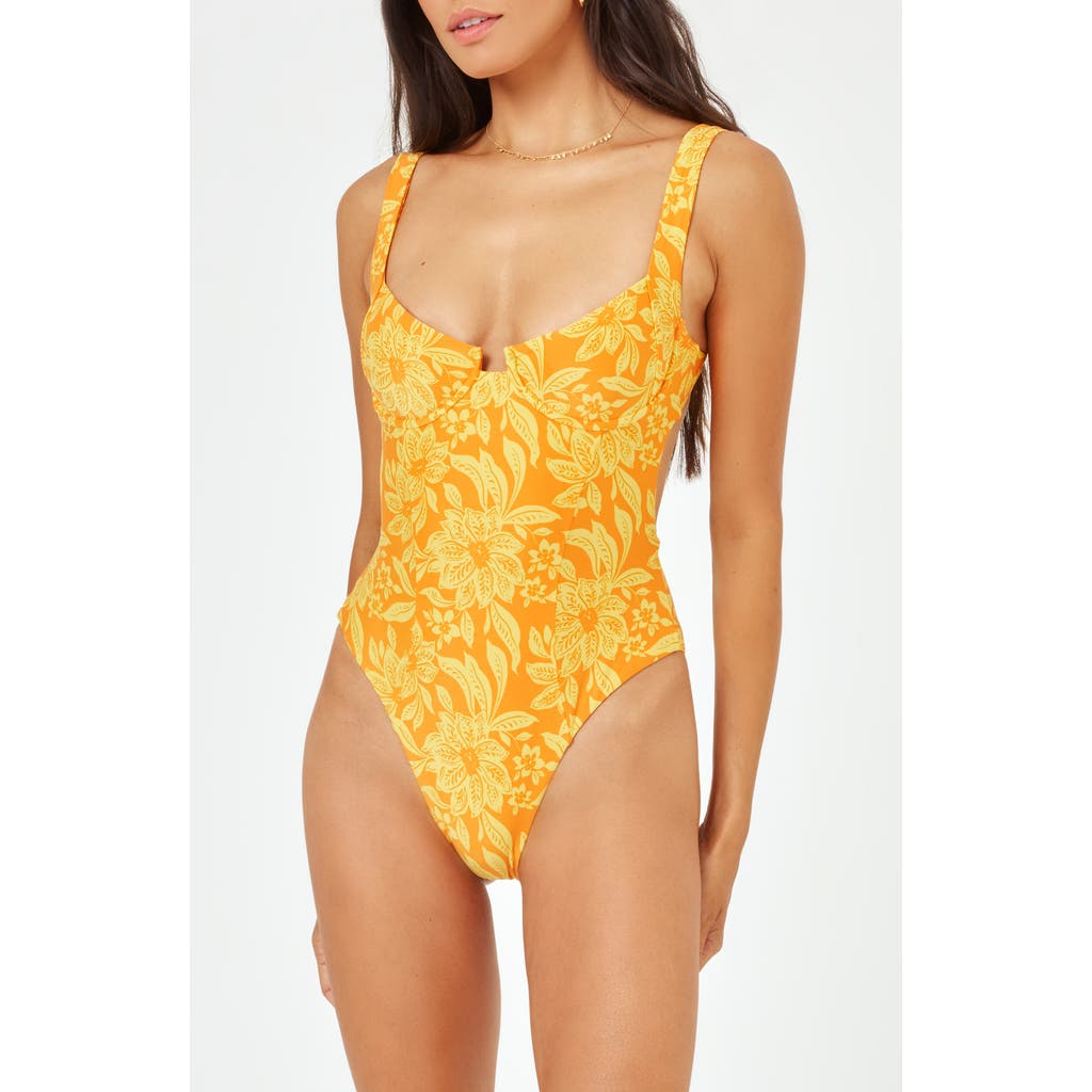 L*space Lspace Kendal Classic Underwire One-piece Swimsuit In Golden Hour Blossom