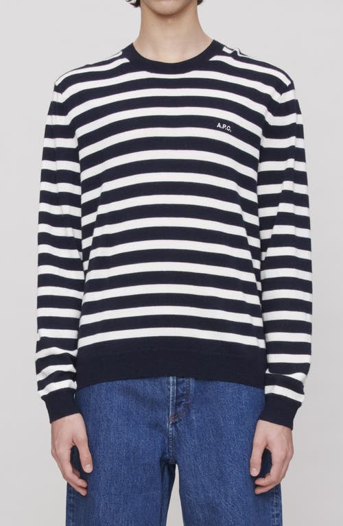 Apc A.p.c. Matthias Stripe Wool Sweater In Black