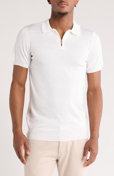 Short Sleeve Quarter Zip Knit Polo