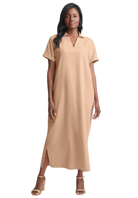 Linen Short Sleeve Maxi Dress (Plus Available)