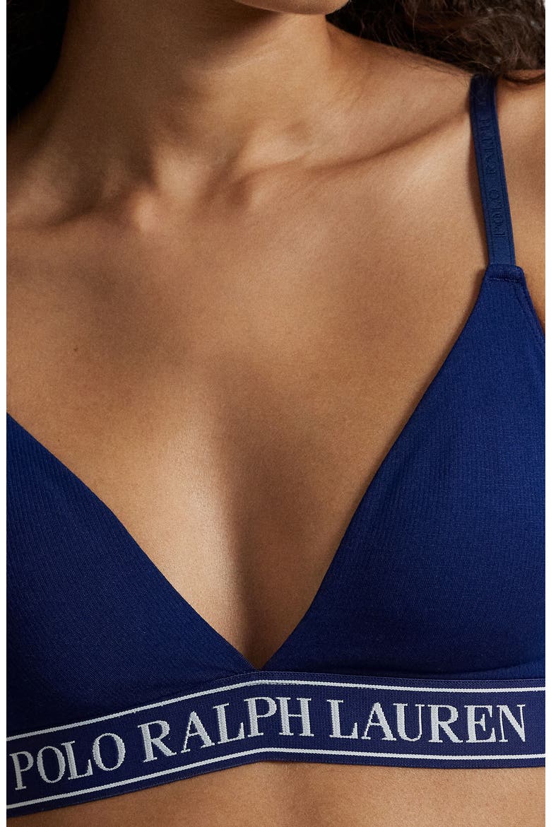 Logo Band Triangle Bralette, Alternate, color, NAVY