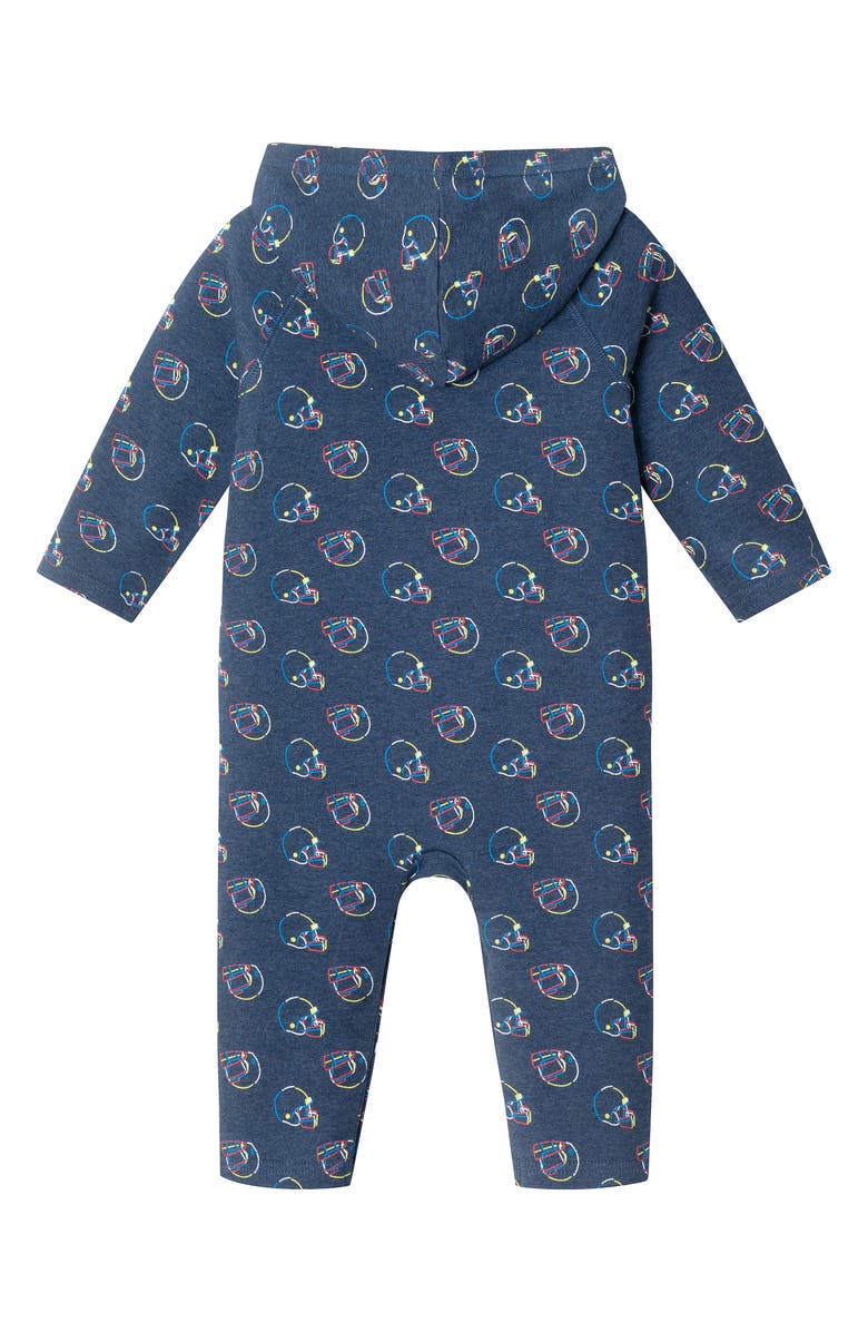 Andy & Evan Football Hooded Stretch Cotton Romper, Alternate, color, 