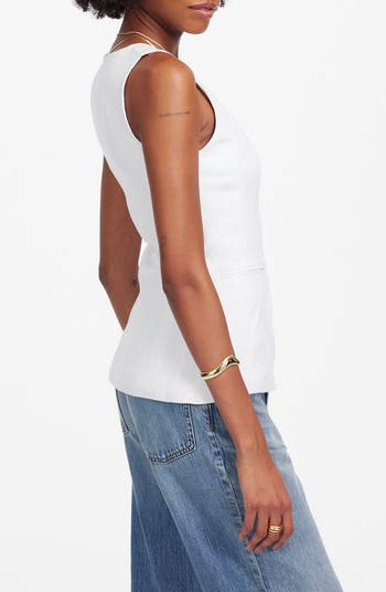 Linen Scoop Neck Cutaway Vest