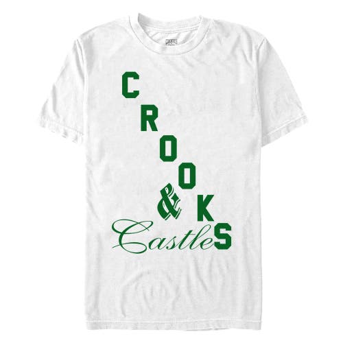 Crooks & Castles Green Big Bold Logo Graphic T-shirt In White
